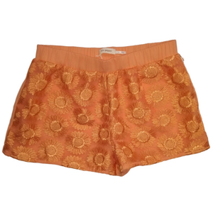 Blu Pepper Orange Shorts with Lace Overlay. Feminine Flirty Dressy Casual